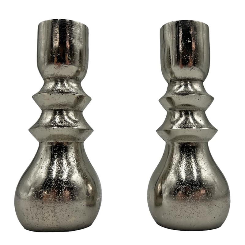 7 Inch Decorative Handmade Aluminum Modern Candle holder Set of 2 - 3 x 3 x 6.5 in