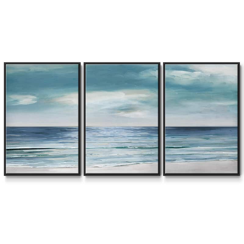 Blue Silver Shore - Multi Piece Framed Canvas