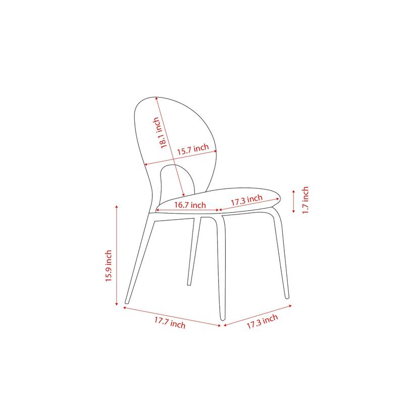 Dining Chairs with Metal Legs & Backrest with 2 pieces