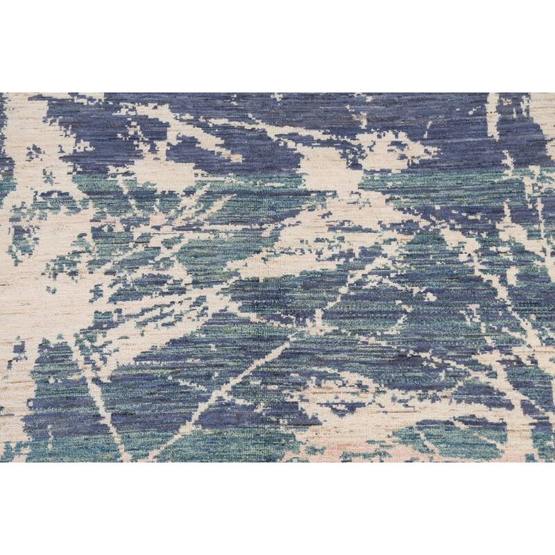 Contemporary Abstract Oriental Wool Area Rug Hand-knotted Foyer Carpet - 4'11" x 6'11"