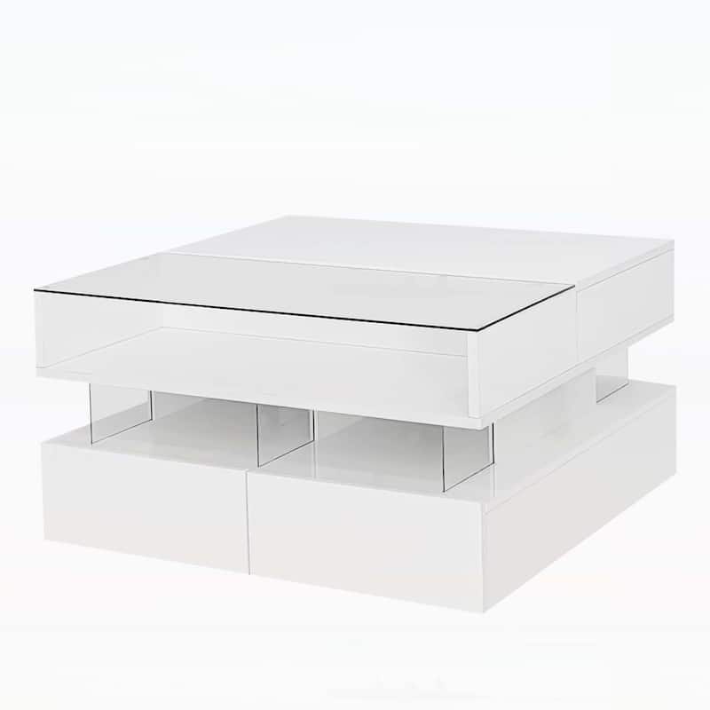 Lift-Top Coffee Table with 2 Drawers,Modern Square Design