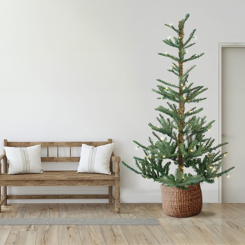 9' Nordmann Fir Artificial Christmas Tree - Warm Clear LED Lights - 9 Foot