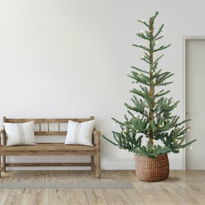 9' Nordmann Fir Artificial Christmas Tree - Warm Clear LED Lights - 9 Foot