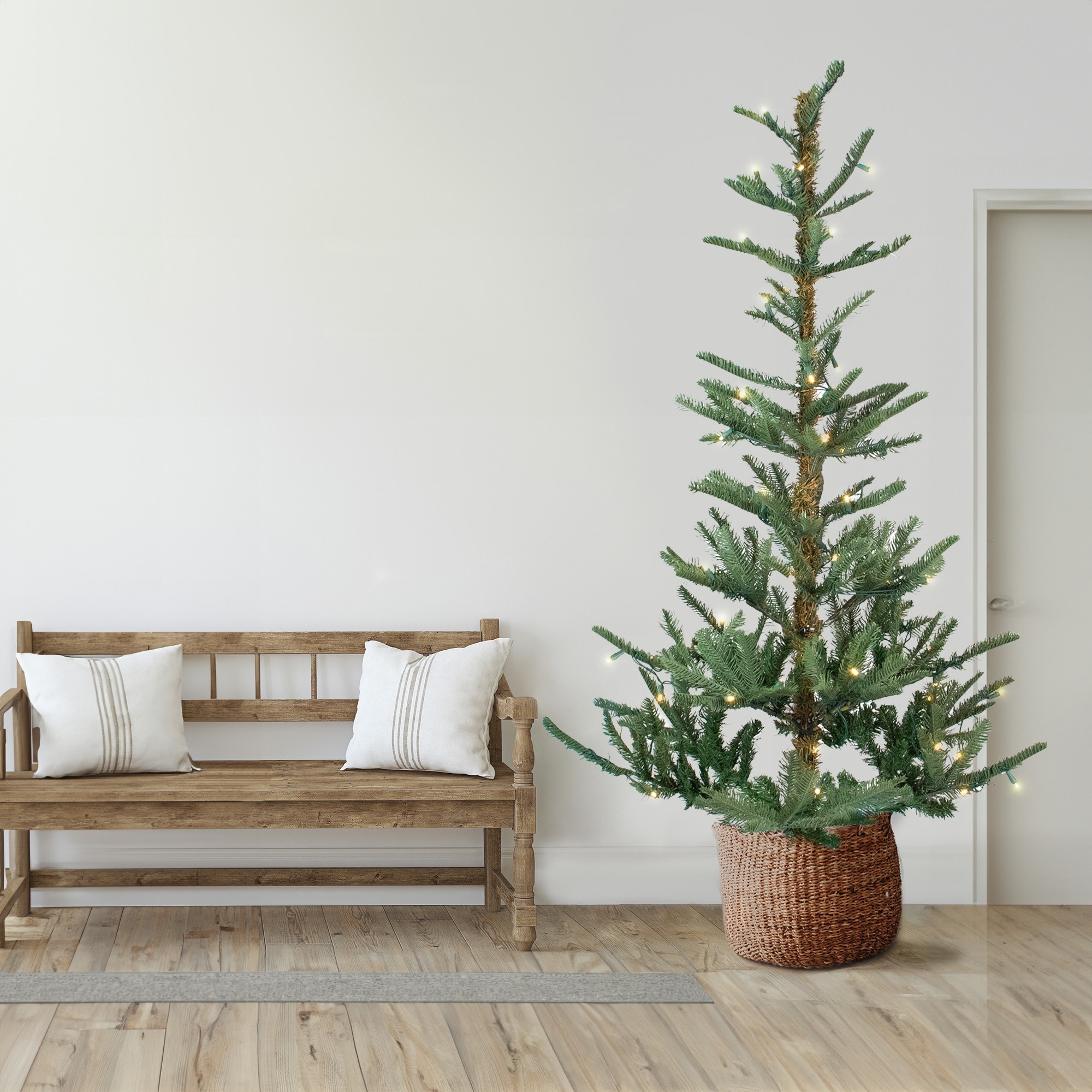 9' Nordmann Fir Artificial Christmas Tree - Warm Clear LED Lights - 9 Foot