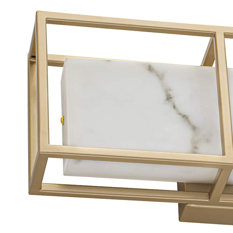 Brushed Gold LED Wall Sconce with White Alabaster Resin Shade