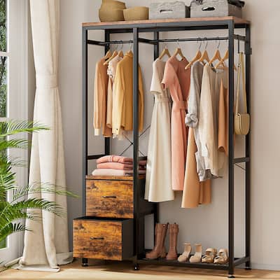 Clothes Rack, Closet Organizer with Storage Shelves, Hanging Bar, Drawers - 47.24"L x 15.74"W x 72.83"H
