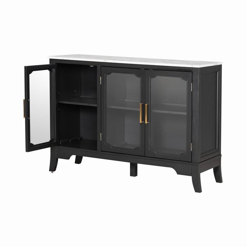 3-Doors Storage Cabinet with Large Storage Space for Living Room and Dining Room Storage