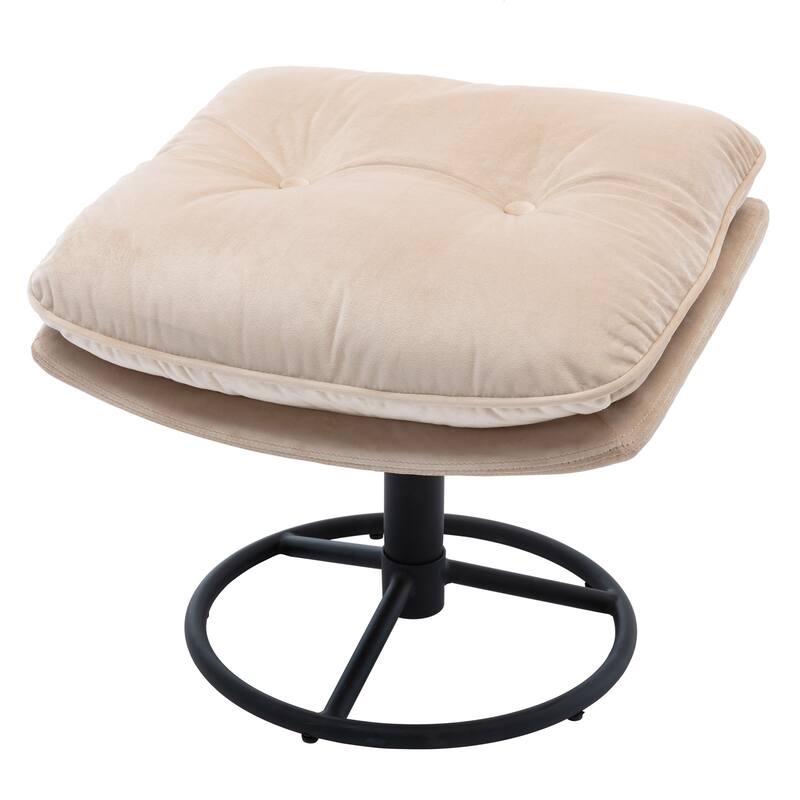 Velvet Swivel Accent Chair with Ottoman & Metal Legs (360° Rotation)