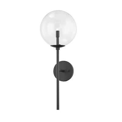 Madrid - 1 Light Wall Sconce - Soft Black Frame - Clear Shade