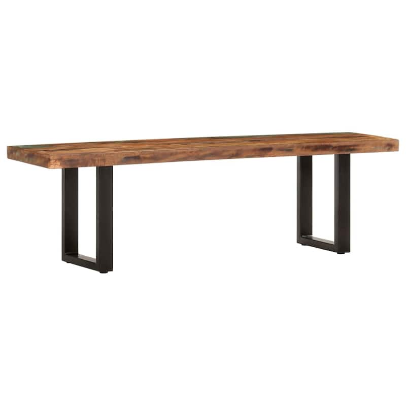 vidaXL Bench Steel Wooden Outdoor Bench 43.3"/63" Solid Mango/Reclaimed Wood