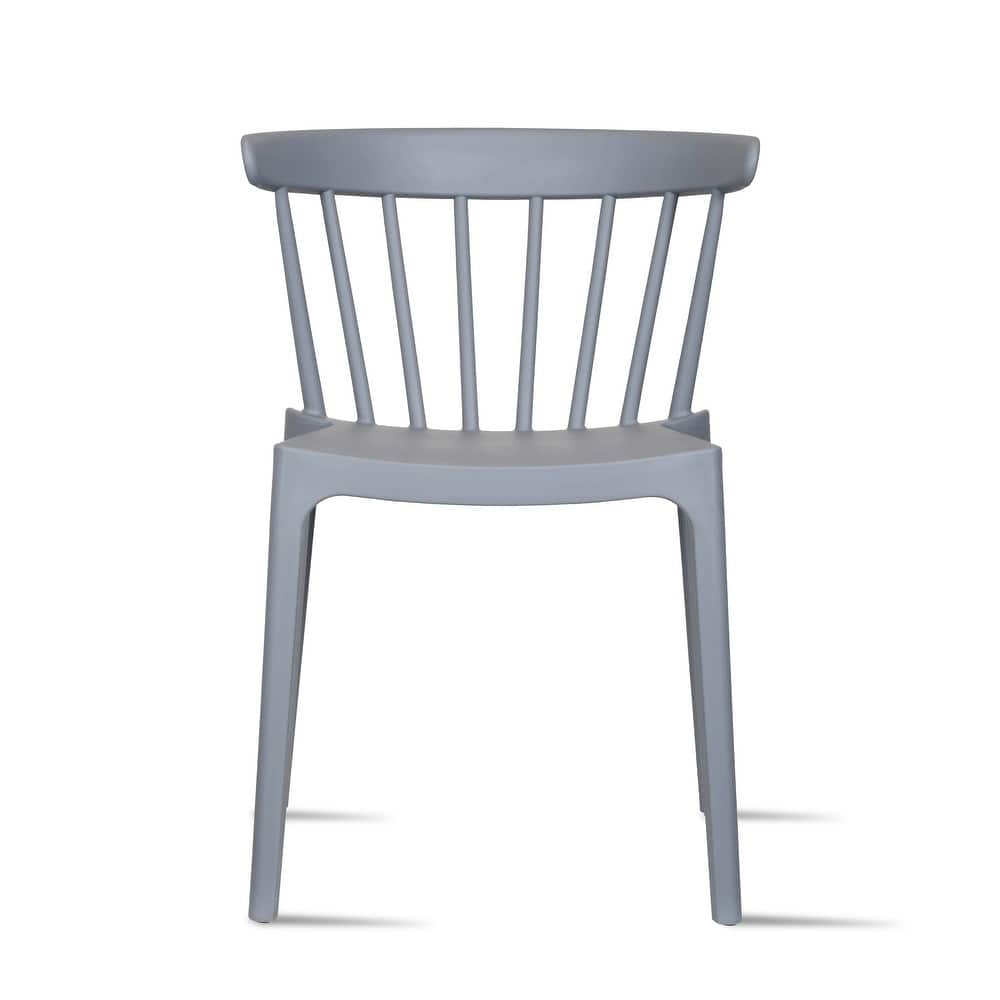 Stackable Modern Plastic Low Back Windsor Dining Chairs With Spindle Back For Kitchen Indoor Outdoor Patio Office