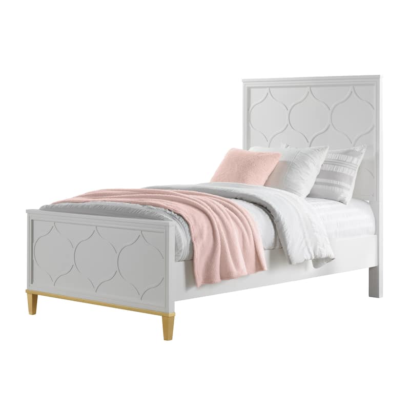 Emma Panel Bed in White and Gold by Martin Svensson Home