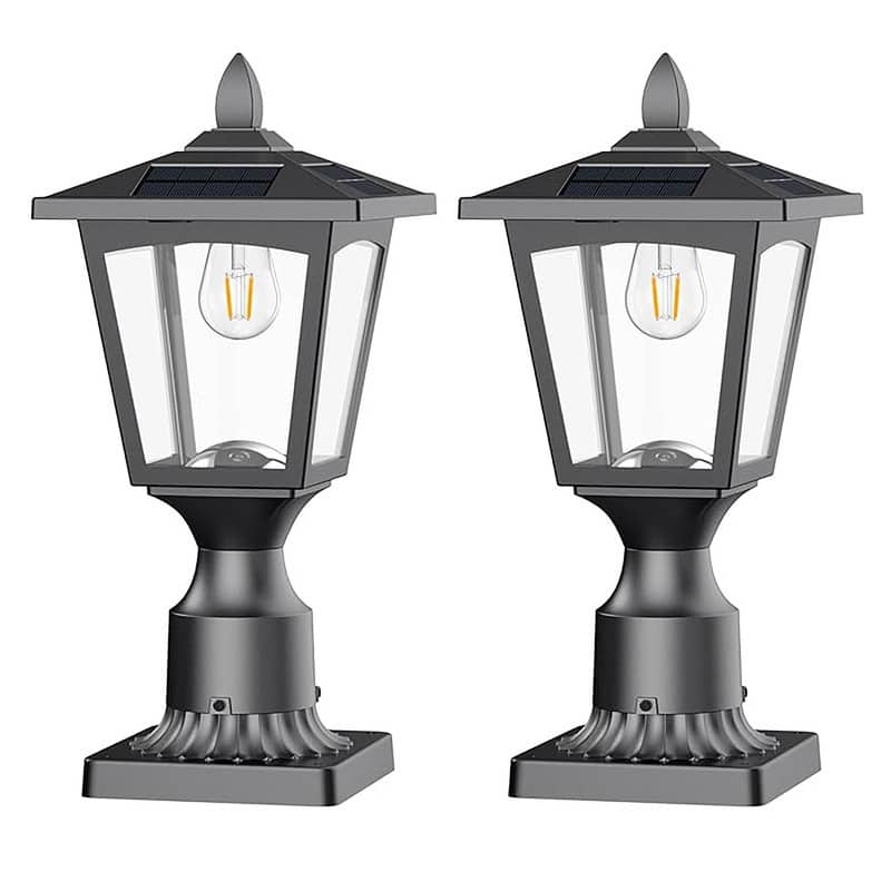 Solar Lamp Post Lights Outdoor Waterproof Warm White LED - 15.75''