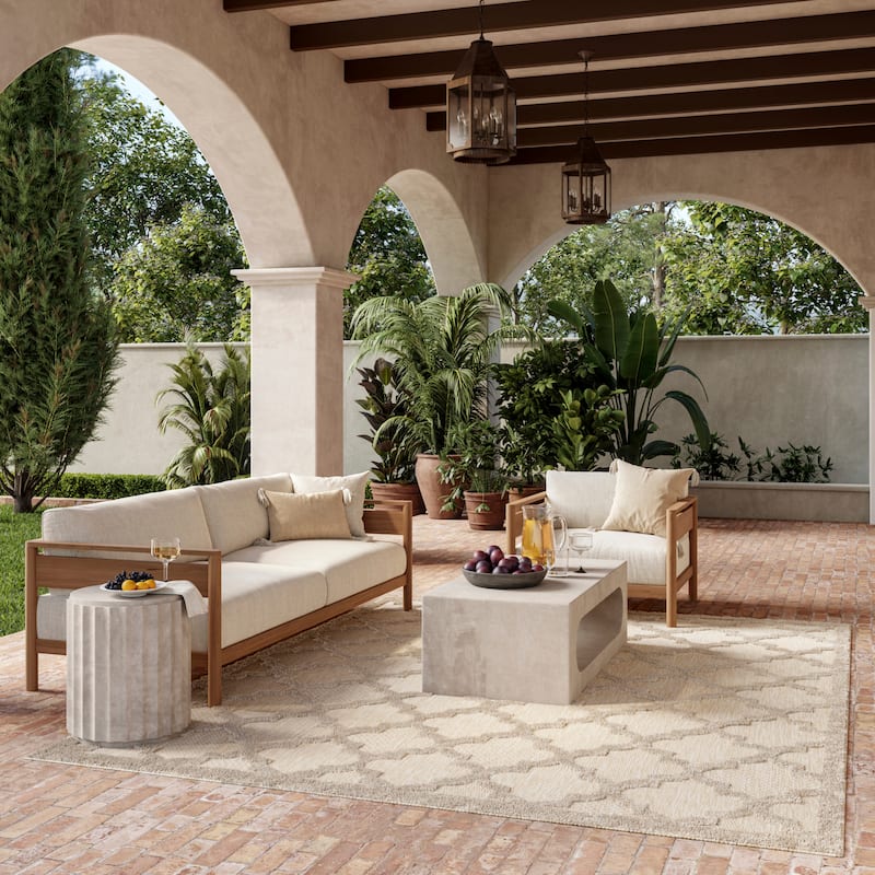Nourison Easy Care Indoor/Outdoor Moroccan Trellis Area Rug - 6' x 9' - Cream