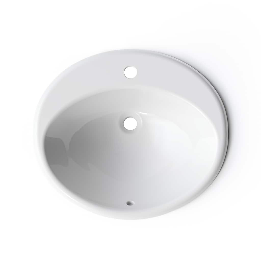 HOROW ClarityPure 21.8 in. Round Drop-in Bathroom Sink in White Vitreous China with Overflow and Smart-Clean Glaze