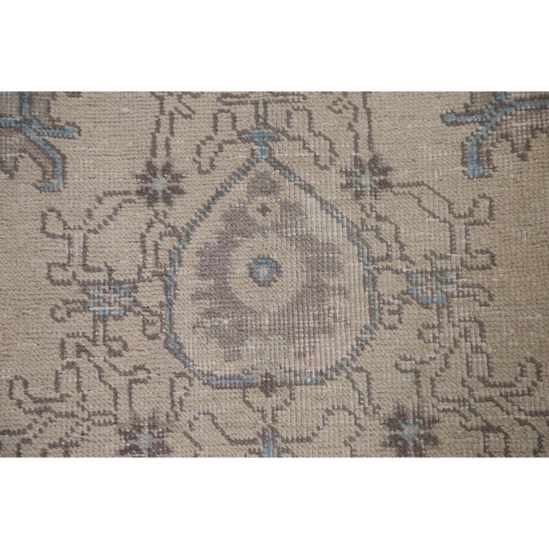 Vintage Distressed Muted Tabriz Persian Rug Handmade Wool Carpet - 6'6" x 9'7"