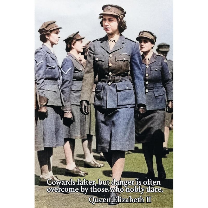 Queen Elizabeth Younger Days In The Military Art Poster - 24 x 36 Inch