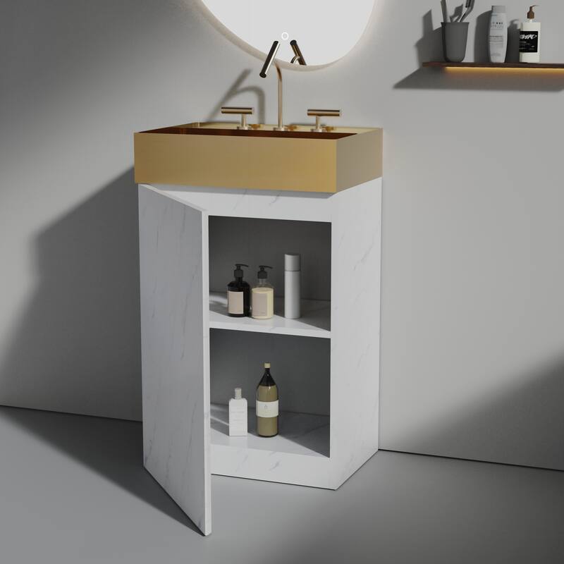 Sophisticated Bathroom Vanity with Integrated Sink and Ample Storage