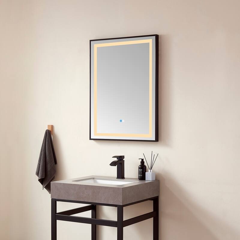 24" Rectangular LED Lighted Accent Bathroom/Vanity Wall Mirror - 24