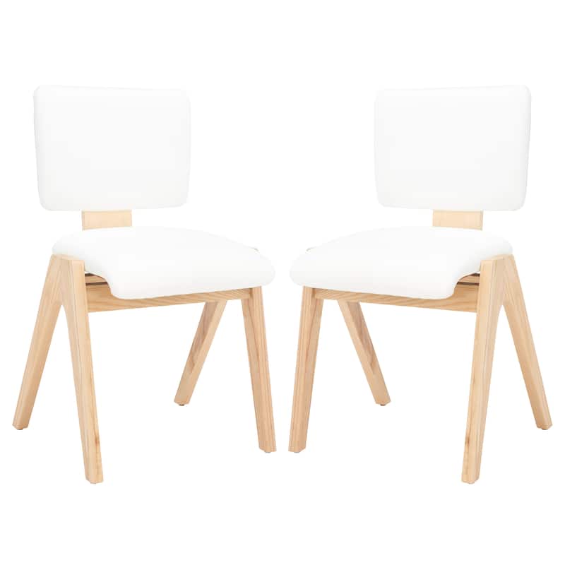 SAFAVIEH Couture Hannedore Wood Dining Chair (Set of 2) - 19 In W x 20 In D x 32 In H - 19Wx20Dx32H - Walnut/White