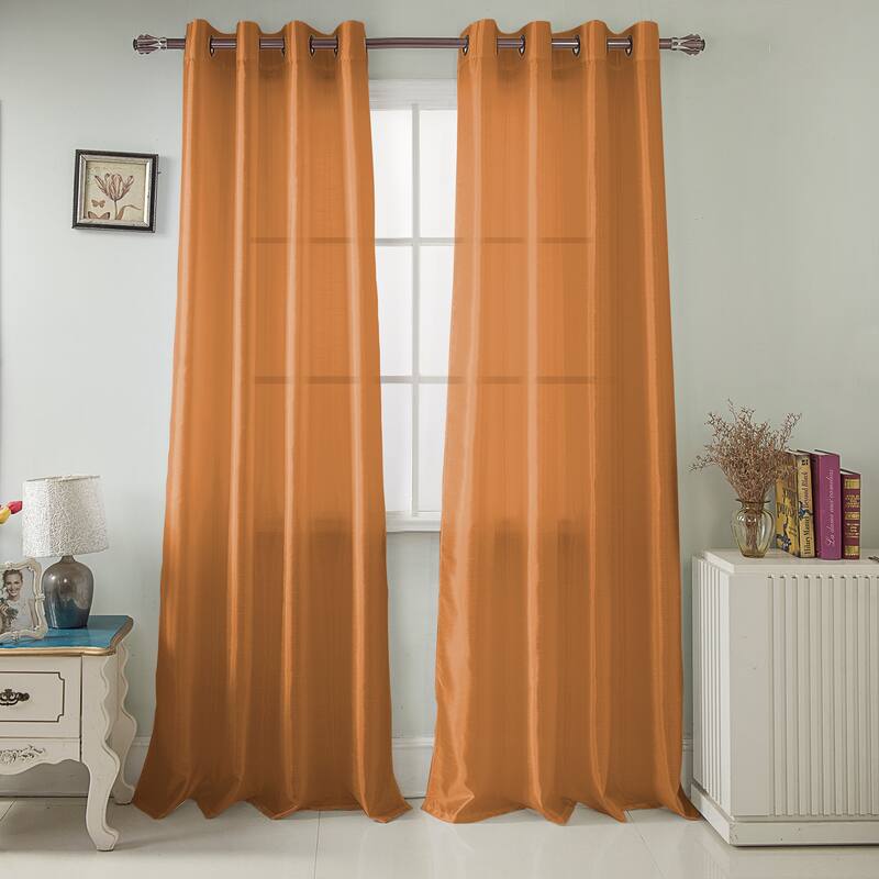 Nancy Faux Silk 63-inch Grommet Curtain Panel - 54 x 63 in. - 54 x 63 in.