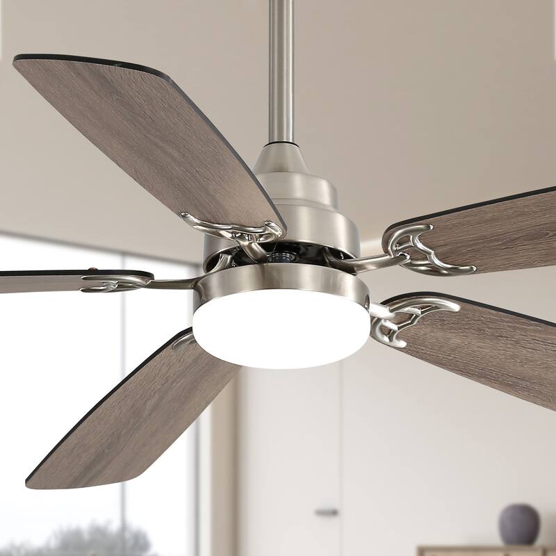 52 Inch Classics Ceiling Fan With Dimmable Led Light 6 Speed Wind 5 Blades Remote Control DC Motor For Indoor