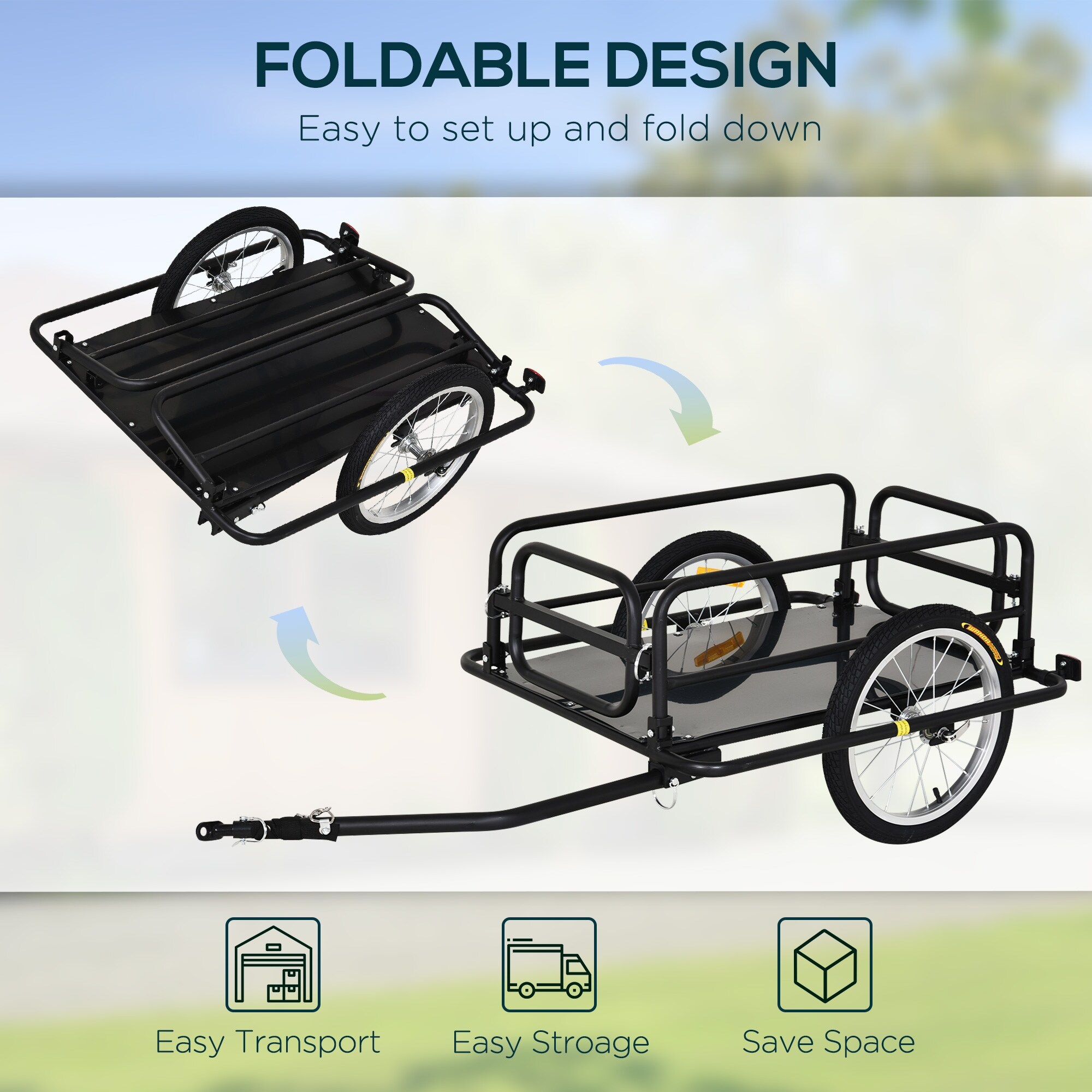 Aosom Bike Cargo Trailer for Hefty Loads with Foldable Compact Design Bike Wagon Bike Trailer Bed Bath Beyond 18013164