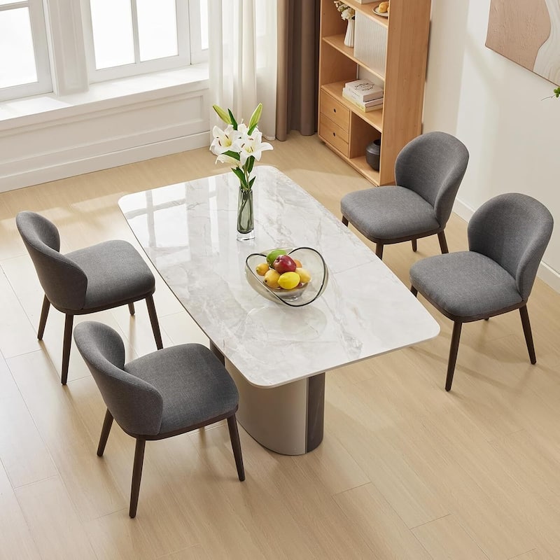 Upholstered Dining Chairs Set of 2, Kitchen Chair with Wooden Legs,Fabric Comfortable Seat