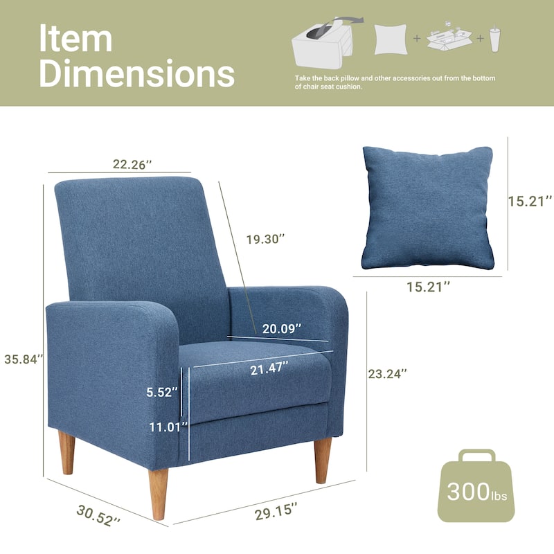 Fabric/Leather Modern Accent Chairs with Lounge Seat