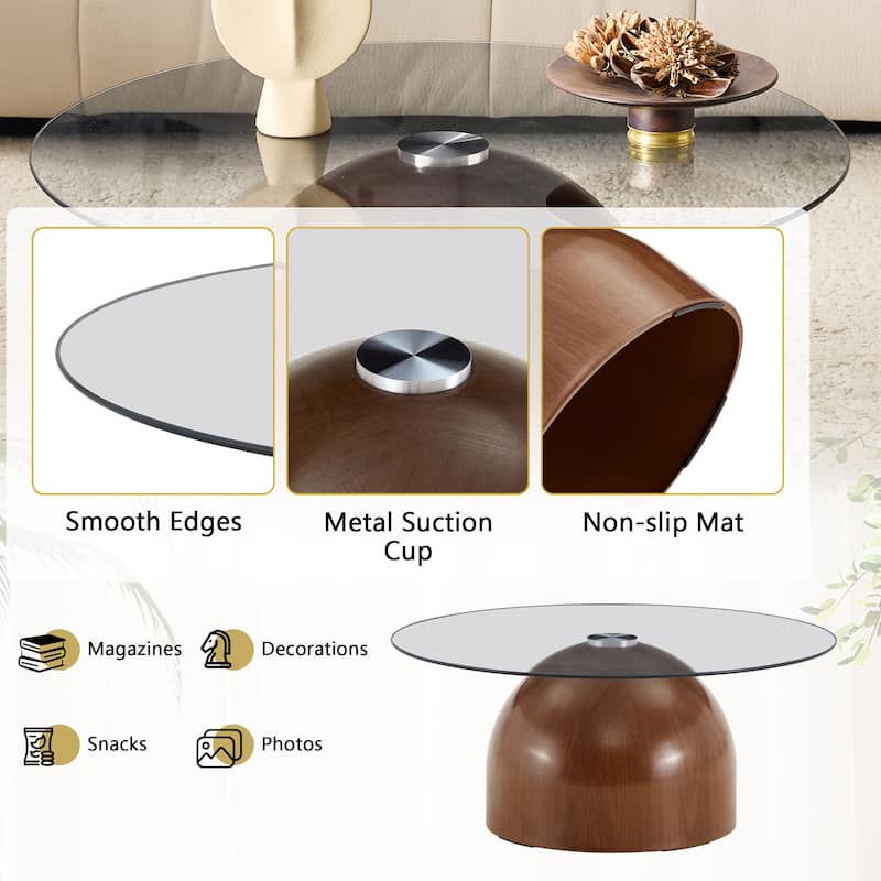 Nesting Coffee Table Set of 3,Glass Desktop for Living Room,Space Saving Circle Center Table for Saving Space,for Living Room
