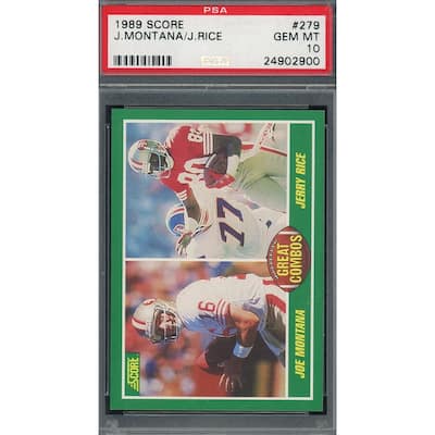 Joe Montana / Jerry Rice 1989 Score Football Card #279 Graded PSA 10 GEM MINT - 8'6" x 11'6"