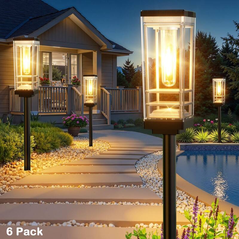 6-Pack Solar Path Lights - 15H Bright LED, Waterproof, Tall Design - 6 Pack
