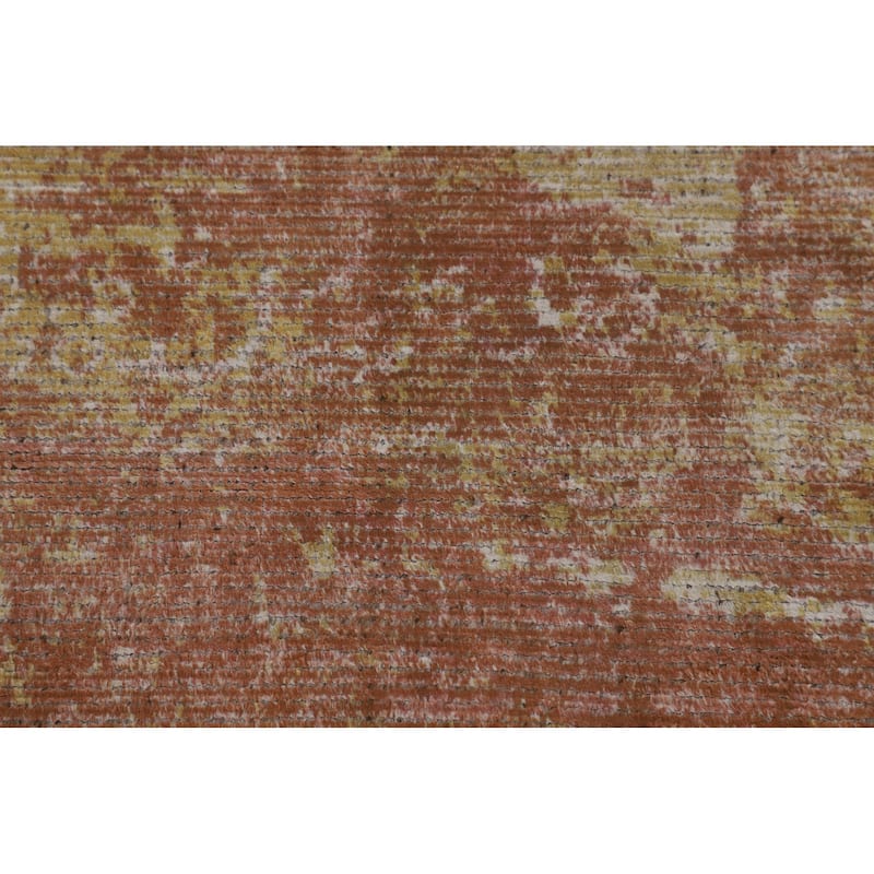 Orange Abstract Modern Area Rug Handmade Wool Carpet - 7'10"x 9'9"