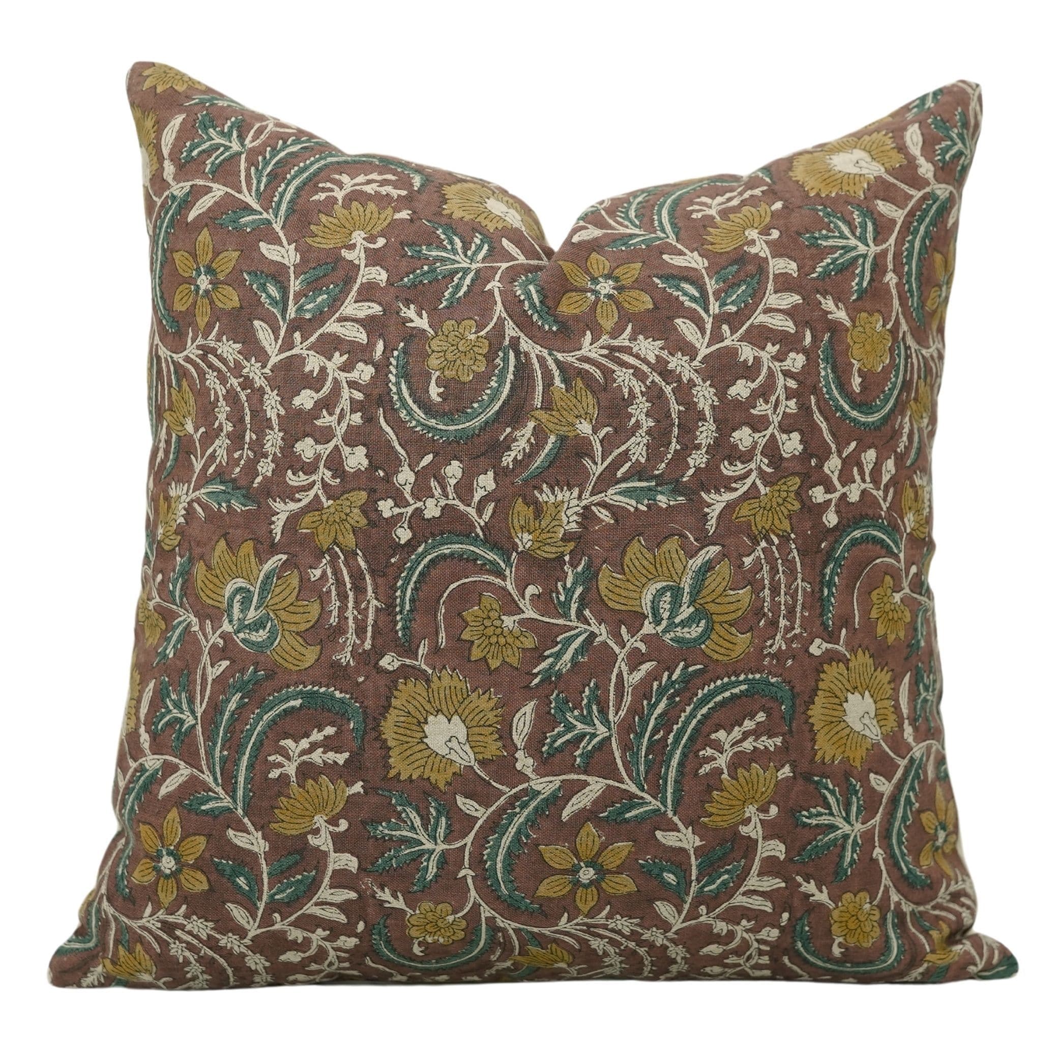 Fabdivine Decorative Pure Linen Block Print Pillow Cover Bed Room, Kundanvan