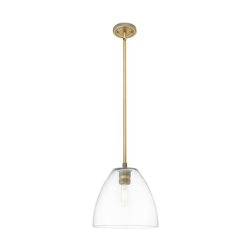 Innovations Lighting Downtown Urban - Crown Point - 1 Light 9" Bristol Stem Hung Pendant - Clear/Brushed Brass