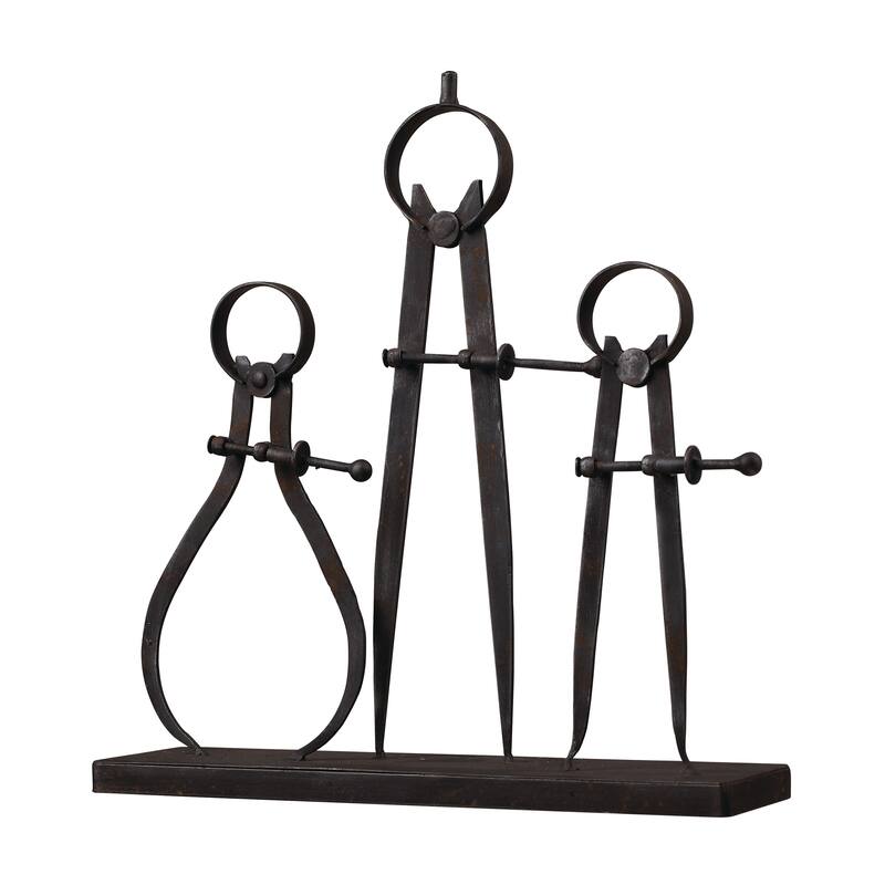 Elk Home Compass And Caliper Antique Black Metal Ornamental Accessory