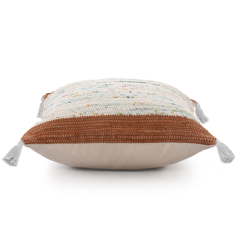Sevita Handwoven Modern Abstract Cotton Throw Pillow, 20" x 20".