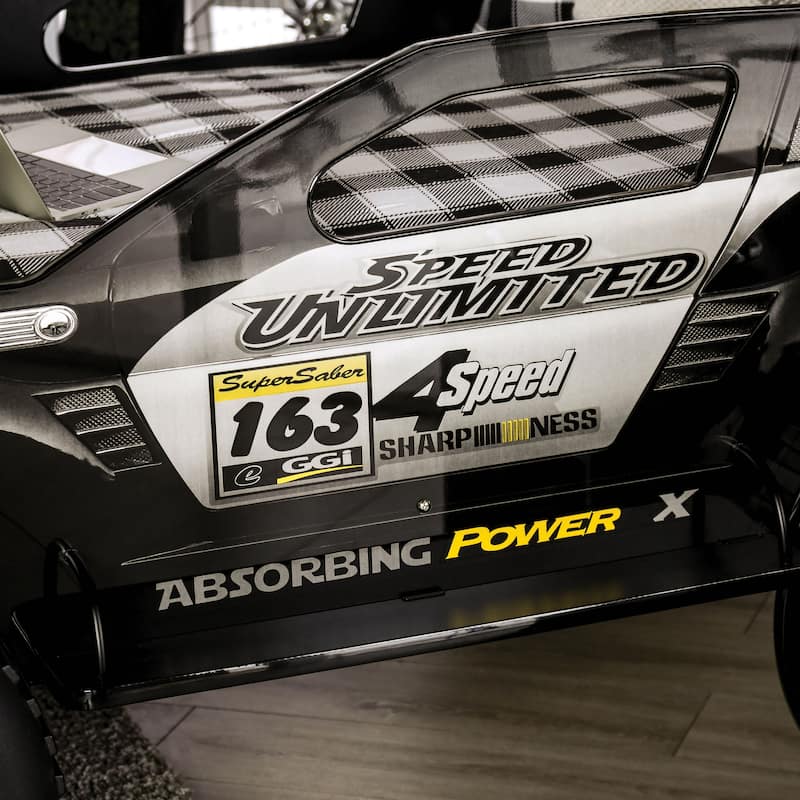 Toto Modern Black Twin Off-road Car Kid Bed with Wheels by Furniture of America