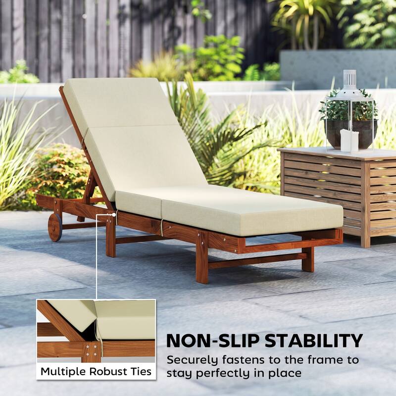 Outsunny Set of 2 Chaise Lounge Cushion, 4" Thick Outdoor Lounge Chair Cushions with Non-Slip Ties