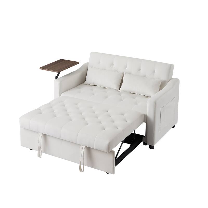 Loveseat Sofa with Tufted Back, Convertible Sleeper Sofa Bed with Pull-Out Bed, Upholstered Sofa Bed for Living Room