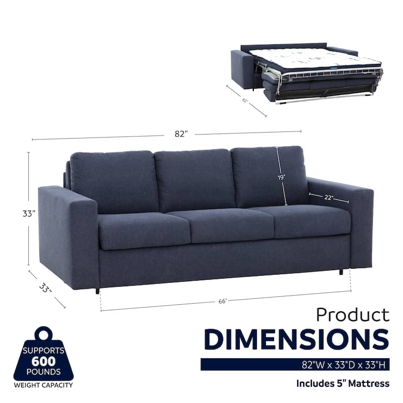 Stearns & Foster® Paolo 82 in. Queen Pull-Out Sofa Bed with 5 in. Memory Foam Mattress