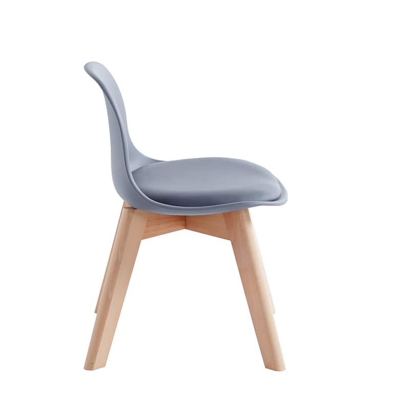 Porthos Home Brynn Kids Chair, Plastic Shell With Seat Cushion, Beech Wood Legs