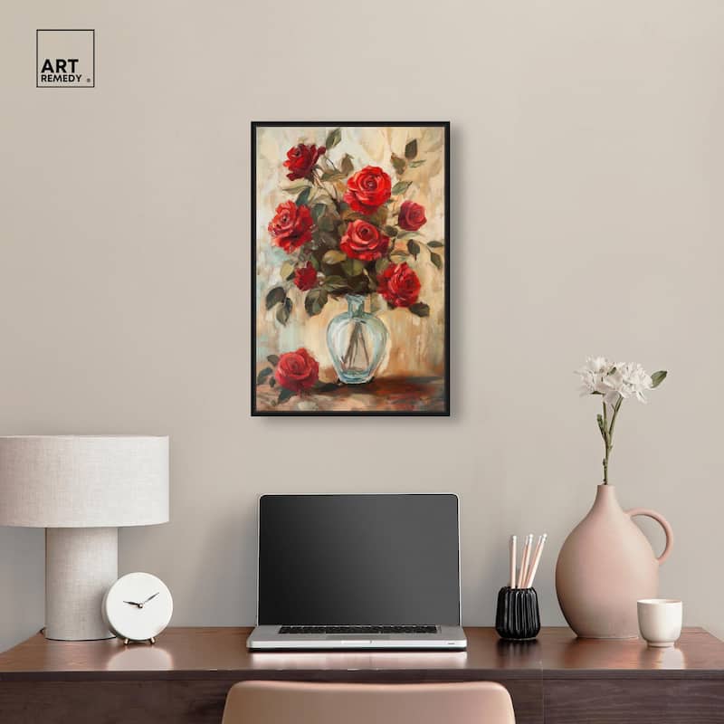 Ruby Roses in Riad Glass Canvas by Art Remedy