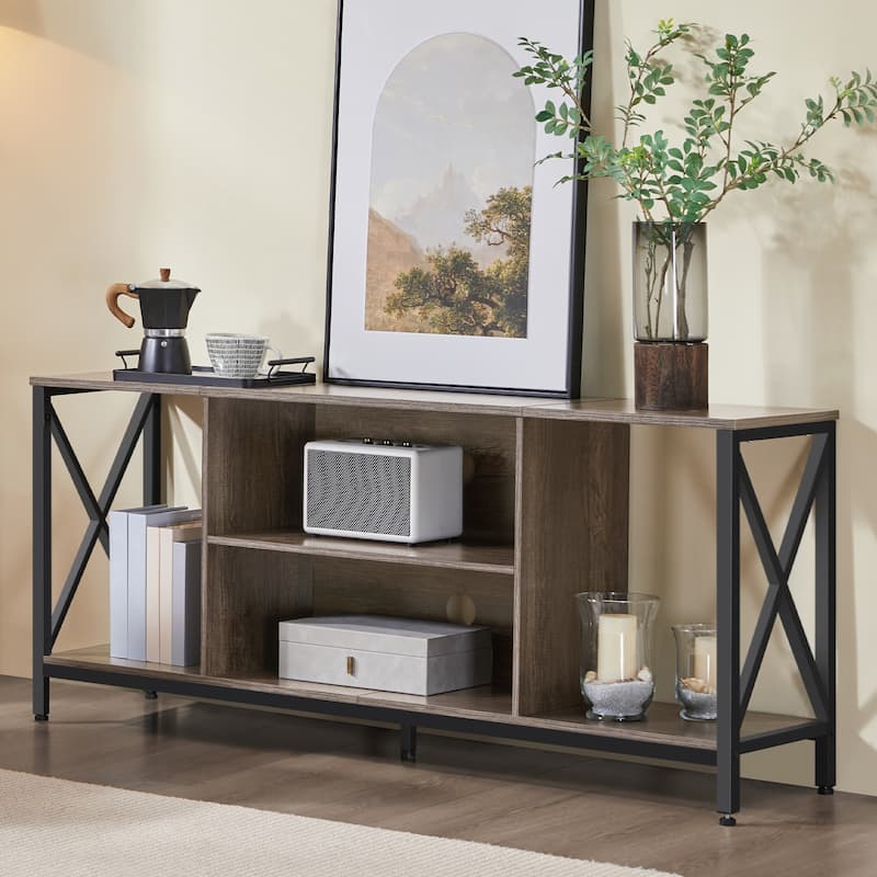 Yaheetech 55" W TV Stand TV Console Table for Living Room - Taupe Wood