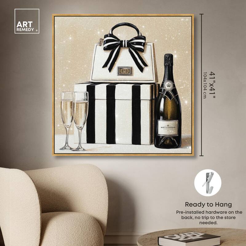 Black and White Striped Glam Canvas by Art Remedy