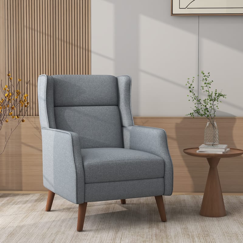 Modern High Back Cotton Linen Accent Chair