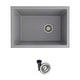 preview thumbnail 1 of 13, STYLISH 25 inches L x 18 inches W Single Bowl Dual Mount Composite Granite Utility Sink 25" x 18" x 12" - Grey