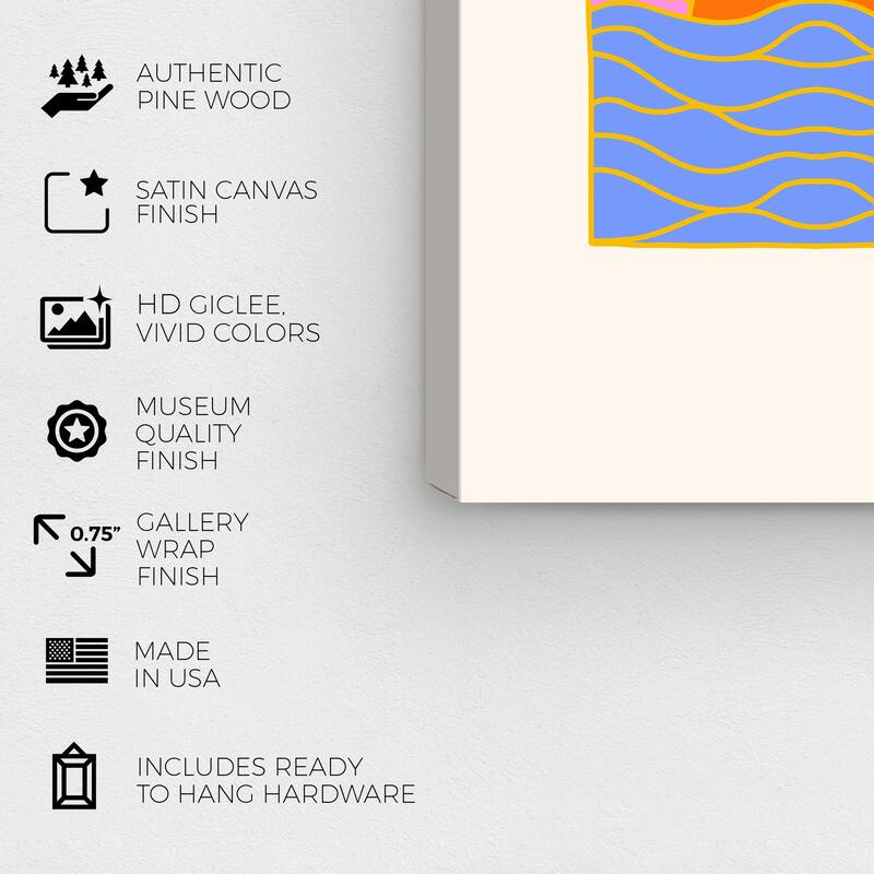 Wynwood Studio Canvas Abstract Sun Paradise Purple and Dark Orange Modern & Contemporary Wall Art Canvas Print