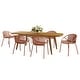 preview thumbnail 11 of 13, Roomfitters Outdoor Expandable Dining Set 7 Piece Acacia Wood Table Stackable Chairs Orange,Teak