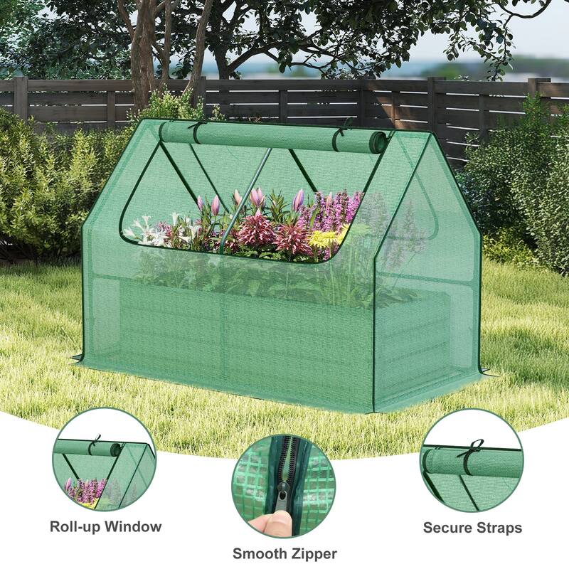Aoodor Raised Garden Bed Kit with PE Cover, Screen Windows